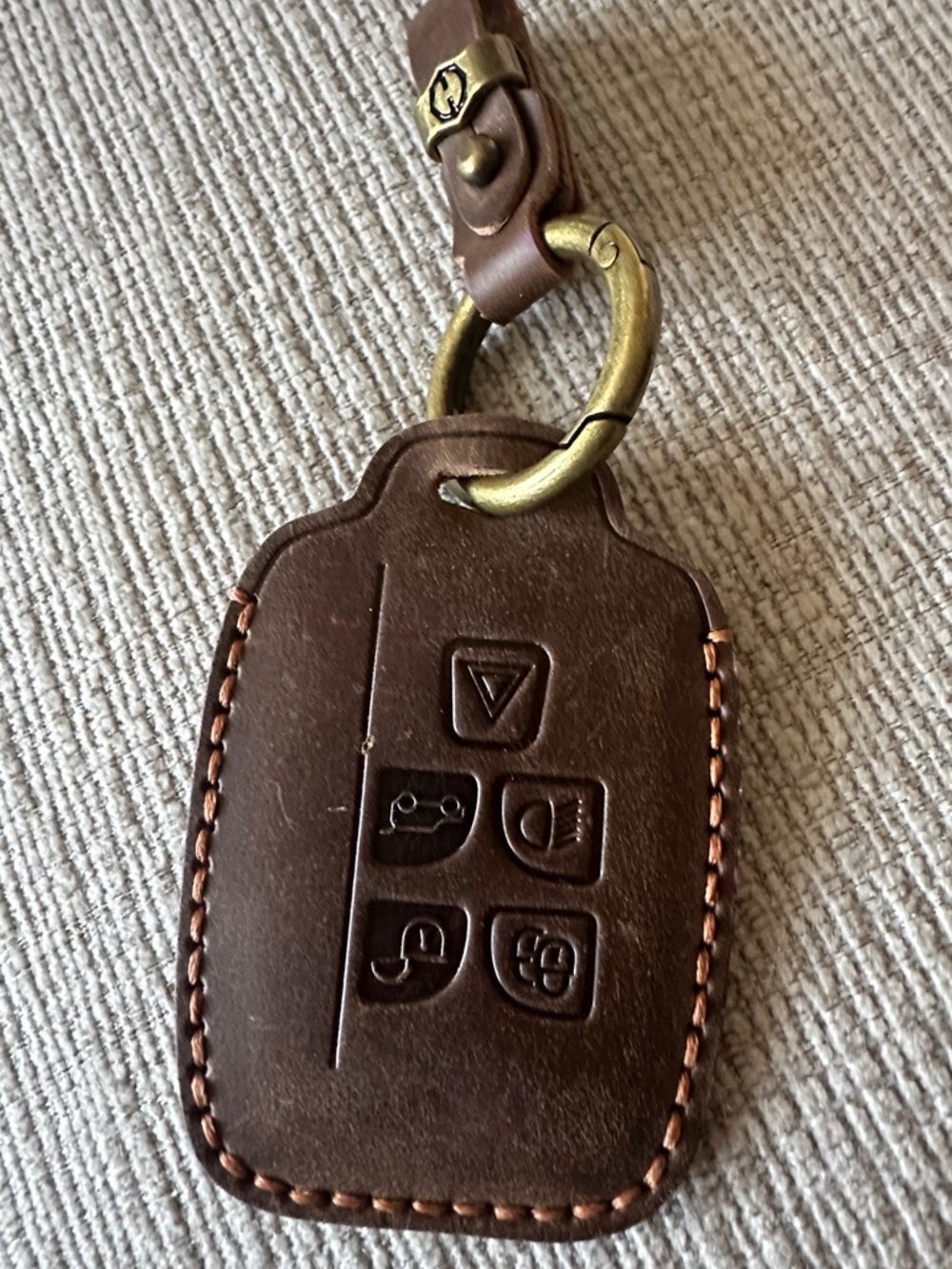 Leather Car Key Fob Cover in Dark Brown